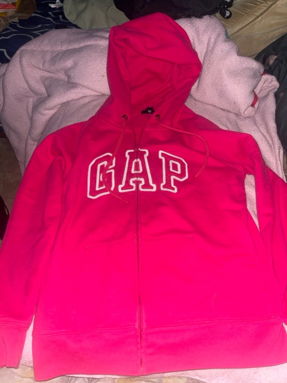 GAP Bright Hot Pink ZIP Hoodie with White Logo